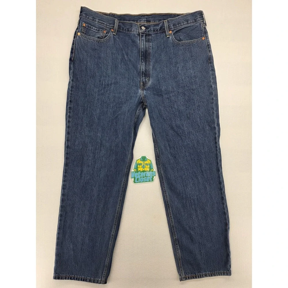 Levi's 550 Relaxed Fit Tapered Leg Jeans 42x32 Medium Blue Denim Red Tag Cotton